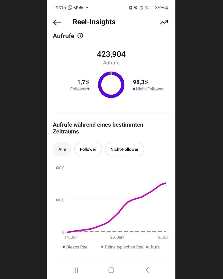 Reel-Insights: 423.904 Aufrufe mit einem einzigen Reel